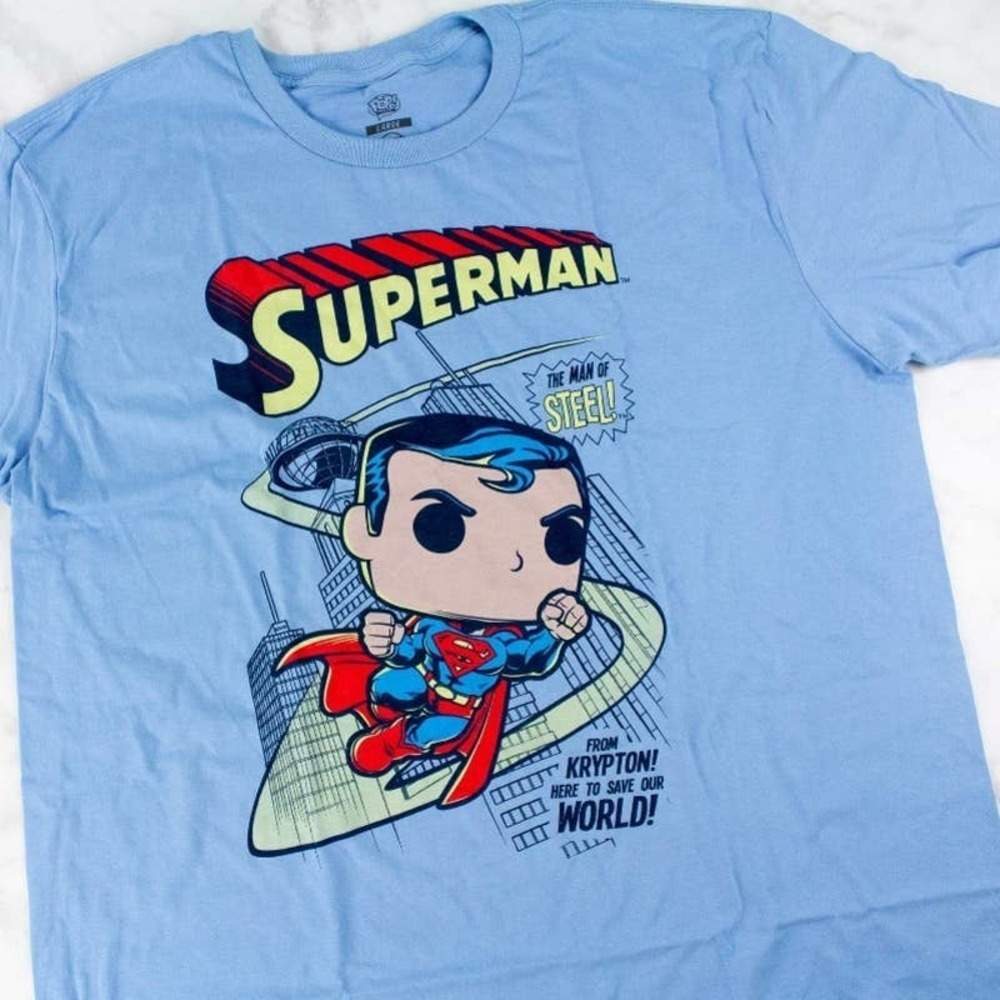 NEW Funko Pop Superman Short Sleeve Tee Sz M Blue NIP